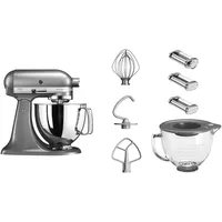KitchenAid Küchenmaschine »5KSM125EOB«, mit Gratis Glasschüssel+3 Nudelvorsätzen