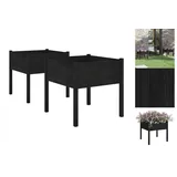 vidaXL Pflanzkübel 2 Stk. Schwarz 70x70x70 cm Massivholz Kiefer