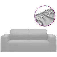 VidaXL Stretch Sofahusse 2-Sitzer Grau Polyester-Jersey
