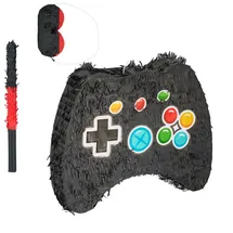 Relaxdays Pinata Set Controller mit Stab und Maske Blau,Rot,Schwarz