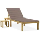 vidaXL Kiefernholz Imprägniert Garten Sonnenliege mit Tisch Auflage Gartenliege Relaxliege Strandliege Holzliege Freizeitliege Liege Saunaliege Gartenmöbel