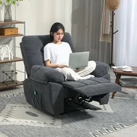 Homcom Relaxsessel Fernsehsessel mit Liegefunktion Massagesessel mit Vibration, Heizung, 8 Modi, TV Sessel mit Wandnahen Design, Fußteil,