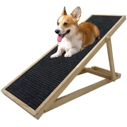 Hunderampe Echtholz 104x35 cm höhenverstellbar & klappbar 35 kg Tragkraft wei...