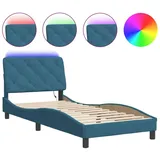 vidaXL Bettgestell mit LED-Leuchten Blau 90x200 cm Samt