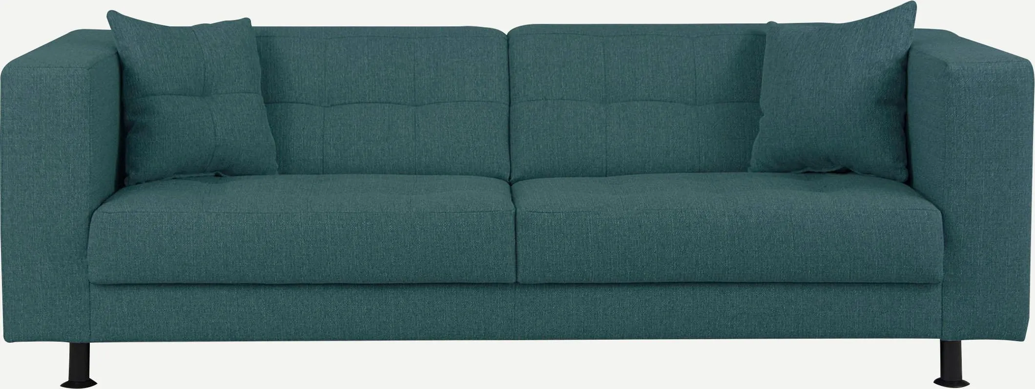 3-Sitzer INOSIGN "Bengo" Sofas Gr. B/H/T: 202 cm x 68 cm x 88 cm, Struktur, blau (petrol) 3-Sitzer Sofas mit Steppung im Sitz- und Rückenbereich, incl. Zierkissen