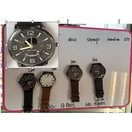 QBOS Herrenuhr mit Quarzwerk, analoger Anzeige und Datumsfunktion, Armband aus Kunstleder