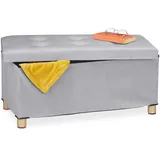 Relaxdays Sitzbank Samt Hellgrau 34 x 76 x 38 cm