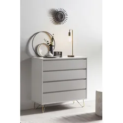 Kommode SALESFEVER, weiß (weiß, gold), B:90cm H:90cm T:40cm, MDF, Sideboards, in tollen Farben, Sideboard, Flurschrank, Anrichte