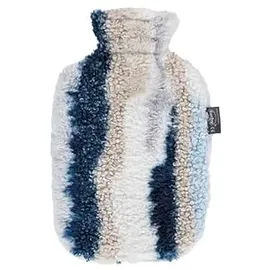 Fashy Wärmflasche mit Flauschbezug in Mamoroptik, blau, 2,0 L