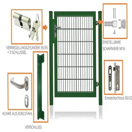 fa-bausysteme Gartentor für Doppelstabmattenzäune Voll-Rahmen Moosgrün 120 cm x 120 cm