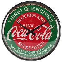 Nostalgic-Art Retro Wanduhr, Ø 31 cm, Coca-Cola – Thirst Quenching Green – Geschenk-Idee für Coke-Fans, Original Lizenzprodukt (OLP), Große Küchenuhr, Vintage Design