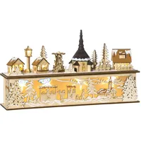 Homcom Weihnachtsdorf Kirche mit integrierter LED-Beleuchtung 45 x 10 x 25 cm beige