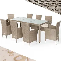 CASARIA Polyrattan Garten-Sitzgruppe 9-tlg Beige Stapelbar