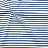 STOFFKONTOR Baumwoll Stretch Jersey Stoff Classic Ringel 2 - Meterware, Jeans-blau Weiss - Öko-Tex Standard - zum Nähen von Kleidern, Röcken, Shirts, Dekoration, UVM.