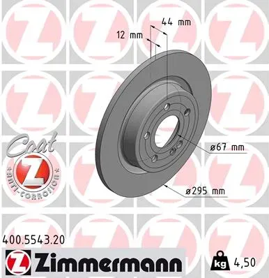 ZIMMERMANN Bremsscheibe 400554320 Hinterachse voll 295mm 12mm für Mercedes