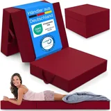 ELONEO Klappmatratze, Gästematratze, 3-teilige Faltmatratze, Schaumstoff extra dick(15cm), Bandscheibenwürfel, klappbar, faltbare Matratze, (Rot) - Rot