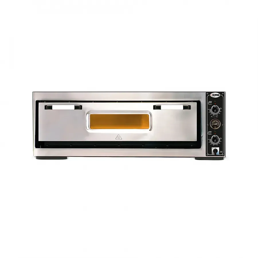 Pizzaofen mit Thermometer | 9x Ø30cm | 8 kW | 400V Edelstahl 1 Backkammer