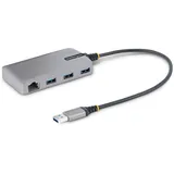 Startech StarTech.com 3-Port USB Hub with Ethernet 3x USB-A Ports, Gigabit Ethernet (RJ-45) USB 3.0 5Gbp (USB-C, 3 Ports), Dockingstation + USB Hub Grau
