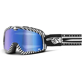 100% Barstow Death Spray Motorradbrille Schwarz/Weiß Blau Verspiegelt