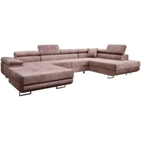 Luxusbetten24 Schlafsofa Designer Sofa Lago Cord, mit Stauraum und Schlaffunktion rosa