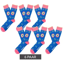 6 Paar Moustard Digipet Baumwoll-Socken Tamagotchi Design Retro-Gameplay gemusterte lange Strümpfe 22S-DIGI Dunkelblau/Rosa/Gelb - 41-46