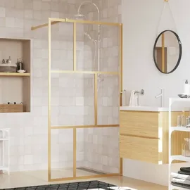 vidaXL Duschwand für Begehbare Dusche ESG Klarglas Golden