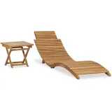 vidaXL Klappbare Sonnenliege mit Tisch Massivholz Teak