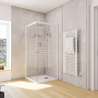 Schulte Duschkabine Corner Eckeinsteig mit Schiebetüren, Montage auf Duschwanne oder Fliese, 4mm ESG Sicherheitsglas, Höhe: 180 cm, 80 x 80 cm, P... - Weiß