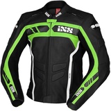 IXS Sport RS-600 1.0, Lederjacke - Schwarz/Grün/Weiß - 48