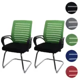Mendler 2er-Set Konferenzstuhl HWC-K51, Besucherstuhl Freischwinger, 150kg belastbar Stoff/Textil ~ grün