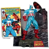 McFarlane Toys McFarlane Marvel Captain America Posierte Figur im Maßstab 1:6 mit Szene und Comic (The Amazing Spider-Man #323)