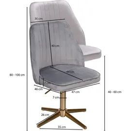 KADIMA DESIGN Samt Drehstuhl TANARO: Höhenverstellbar, 360° drehbar, Samtbezug, Eisenuntergestell, 120 kg Belastung.