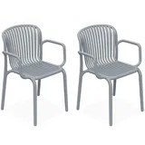 konsimo® Gartenstuhl, Grau, Kunststoff, 2-Sitzer, 57.5x82.5x53 cm, Gartenmöbel, Gartenstühle, Gartenstühle