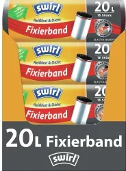 Swirl® Müllbeutel Reißfest, mit Fixierband, 20 Liter 4006508957552  , 1 Karton = 9 Rollen à 15 Beutel