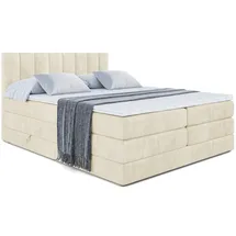 altdecor Boxspringbett mit Matratze, Topper, Polsterbett mit, Bettkasten OTTA KING - 160x200 - Beige Holzwerkstoff, Höhe ca. 20 cm cm, Schlafzimmer, Betten, Boxspringbetten