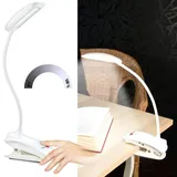 Lunartec Schwanenhals-Klemm-Lampe mit 3-Watt-COB-LED und Akku, USB-Ladefunktion