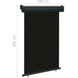 vidaXL Seitenmarkise 120 x 250 cm Schwarz Polyester