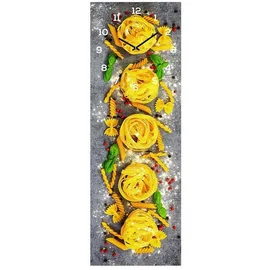 levandeo Wanduhr Alu-Dibond 30x30cm Uhr Alubild Nudeln Pasta Nudelnest Wanddeko Deko Aluminium Küchendeko Küchenuhr Einrichtung