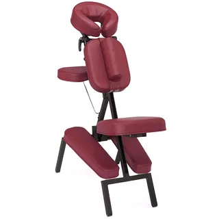 WellTouch VITAL Massagestuhl, klappbar, Burgund, Stuhl für Mobile Massage und Shiatsu, inklusive rollbarer Tragetasche