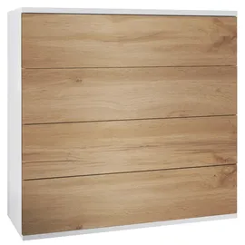 Vladon Pavos V3 76 x 76 x 35 cm Weiß matt / Eiche Wotan
