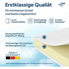 AM Qualitätsmatratzen Visco Topper 180 x 200 cm weiß