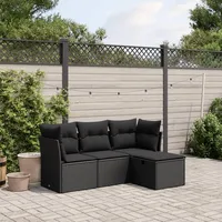 Festnight Gartenlounge mit Stauraum Balkon Lounge Rattan Klein Balkon Sofa Sofa Rattansofa Gartensofa Lounge Sofa Outdoor Polyrattan Balkonmöbel Couch Gartenmöbel