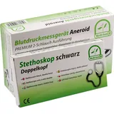 Medi-Inn Set Blutdruckmessgerät Aneroid Premium 2-Schlauch-System + Stethoskop Doppelkopf