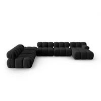 Micadoni Ecksofa Bellis, modular Panorama 7-Sitzer schwarz