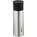 Relaxdays Trinkflasche Edelstahl, 400 ml mit Becher, silber