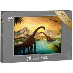 puzzleYOU Puzzle Die Welt der Dinosaurier, 48 Puzzleteile, puzzleYOU-Kollektionen Dinosaurier, Tiere aus Fantasy & Urzeit