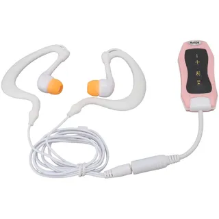 ASHATA Wasserdichter MP3-Player, Premium-Material, IPX8, Wasserdichter Kopfhörer, Hydrodynamisches Design, Hervorragender Klang, Zum Schwimmen, Tauchen, Laufen (Rosa)