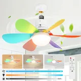 Leise Deckenventilator mit Beleuchtung E27 40W,Deckenlampe mit Ventilator Fernbedienung,Deckenventilator mit Licht Dimmbar CCT Timer 3 Stufen,bunt - Bunt