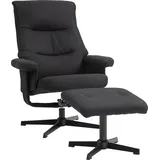HOMCOM Relaxsessel mit Hocker, Gepolstert Fernsehsessel mit Liegefunktion, Wippfunktion, Drehbar Liegesessel mit Samtoptik, für Wohnzimmer, Schlafzimmer, Schwarz   Aosom