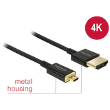 DeLOCK Slim 4K High Speed mit Ethernet HDMI 2.0 Kabel Typ-A/Typ-D Micro, 0.25m (85119)